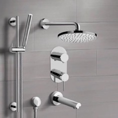 Tub and Shower Faucet Set with Handheld and Rain Shower Head